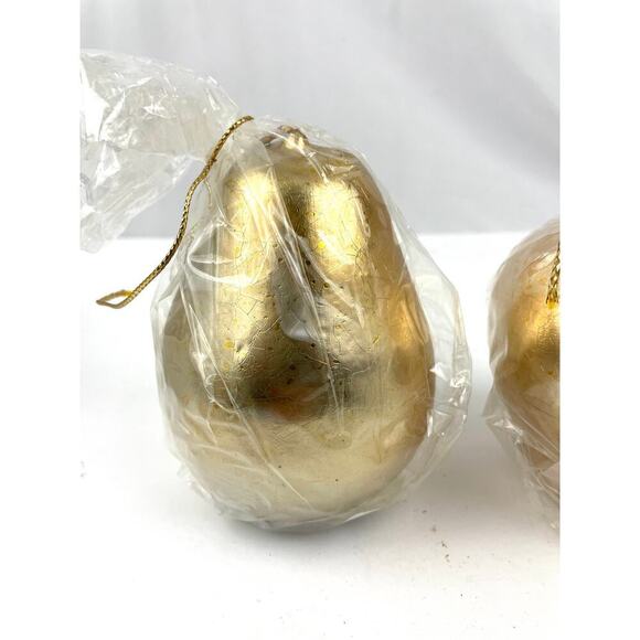 VTG Lot of 2 Gold Painted Elegant Candles Pear & Apple Gift Lord + Taylor - Picture 2 of 12